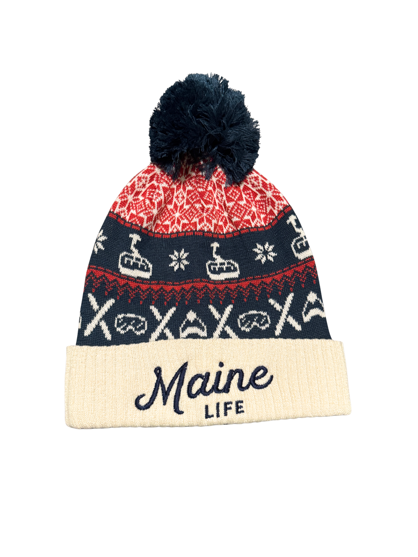 Maine Life Pom Ski Beanie