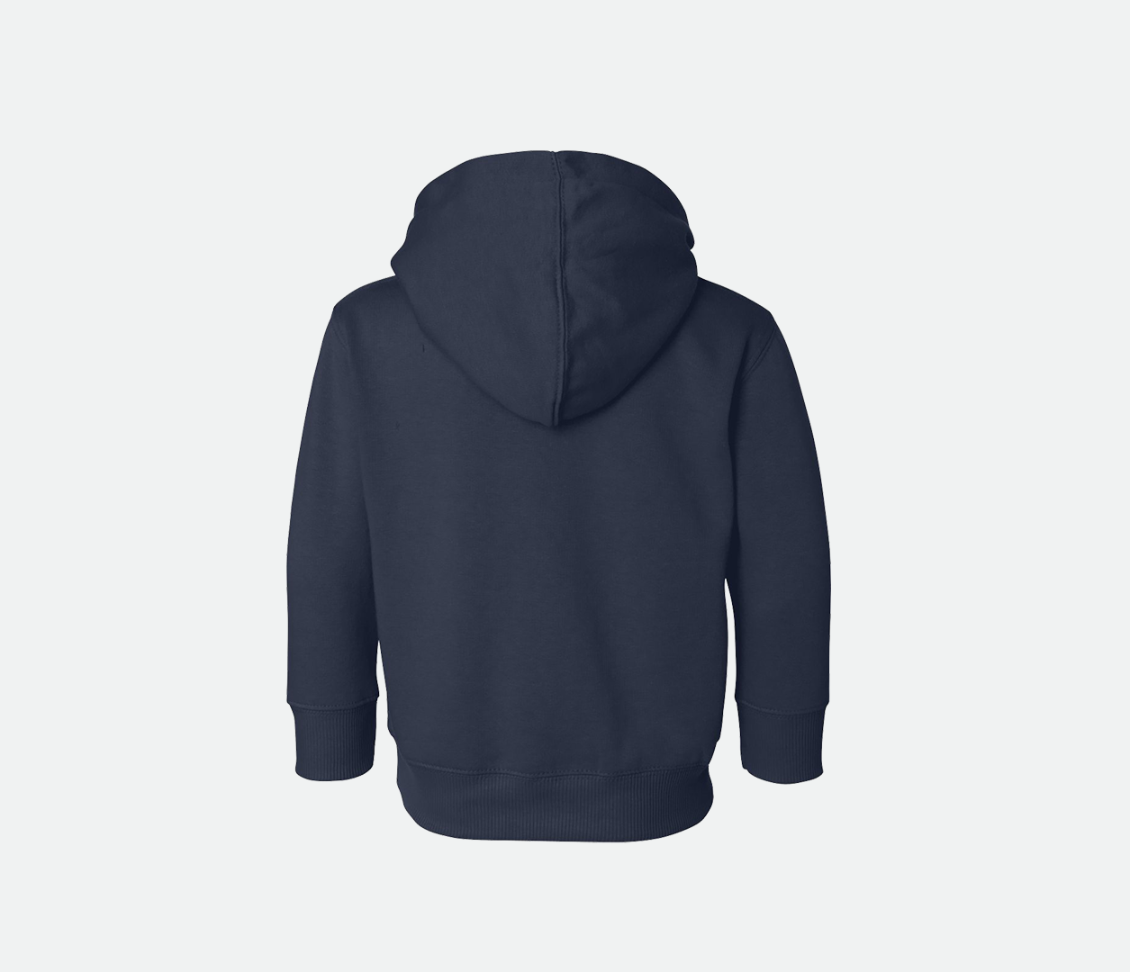 Back of navy hoodie