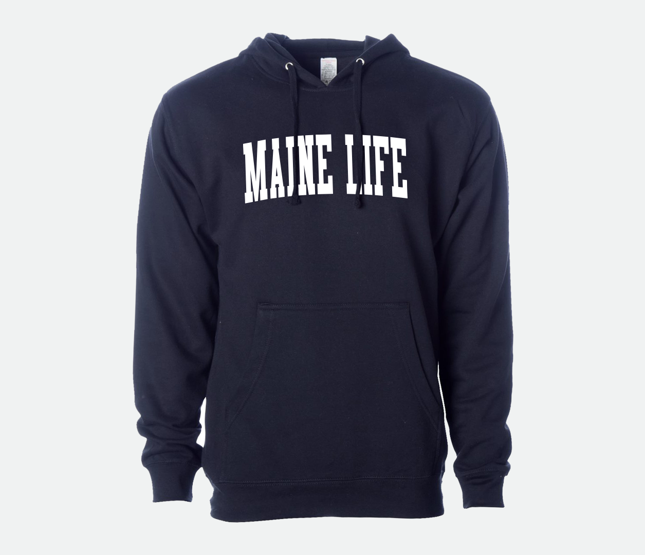 Red sweatshirt with Maine Life wrtitten across the front