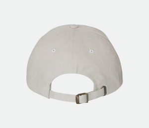 back of gray baseball hat