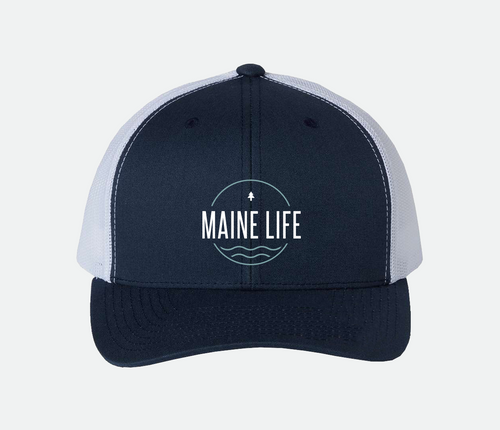 Navy hat with Maine Life logo embroidered on the front